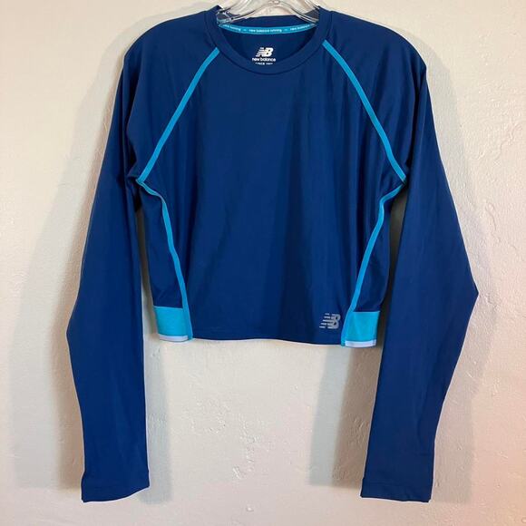 New‎ Balance Long Sleeve Running Crop Top Workout Shirt Women's Large - Picture 1 of 6